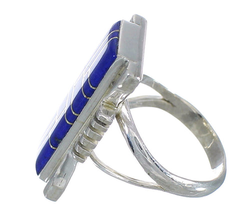 Lapis Inlay Sterling Silver Ring Size 4-3/4 VX61334